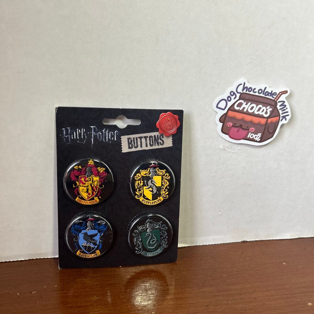 Harry Potter Button Set Of 4 Griffindor Hufflepuff Ravenclaw Slytherin